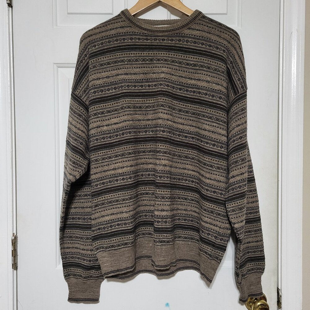 Alfani Wool Blend Striped Pattern Knit Sweater